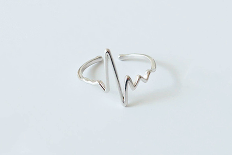 Electrocardiogram, index finger ring, women\'s simple lines, versatile notes, personalized silver plated ring, e-commerce jewelry source-2