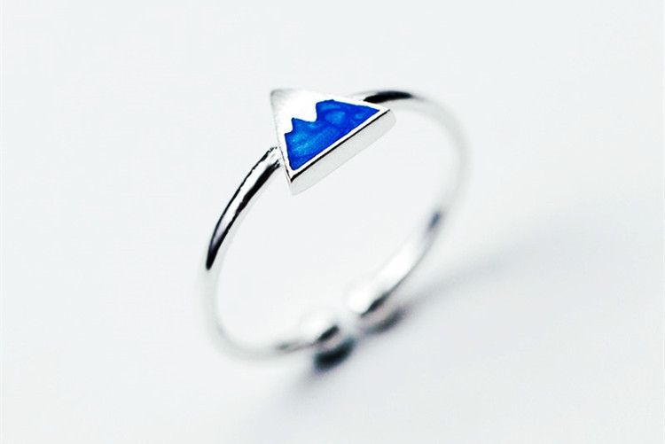 Gradual Triangle Ring INS Internet Celebrity Student Fresh Literary Forest Series Dropping Glue Geometric Ring Accessories Wholesale-1