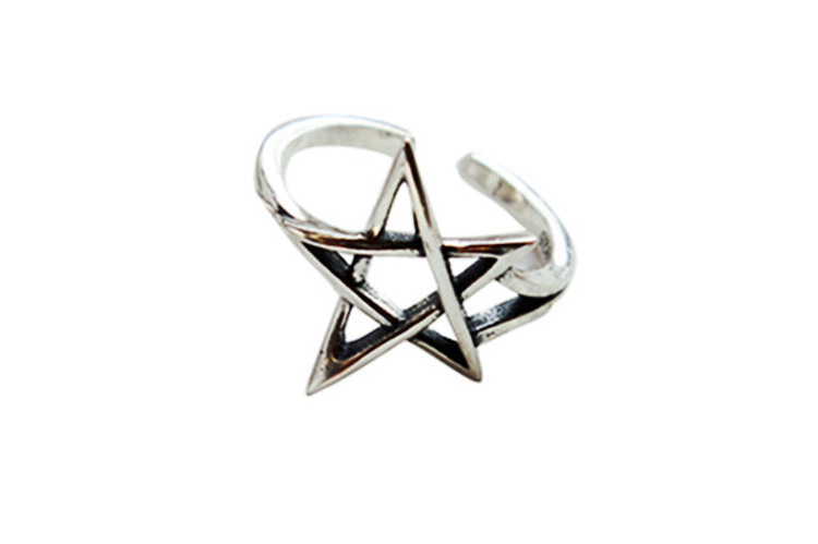 Ring, female ring, Japanese and Korean niche design, personalized and versatile, hollowed out five pointed star opening accessories, wholesale supply-1