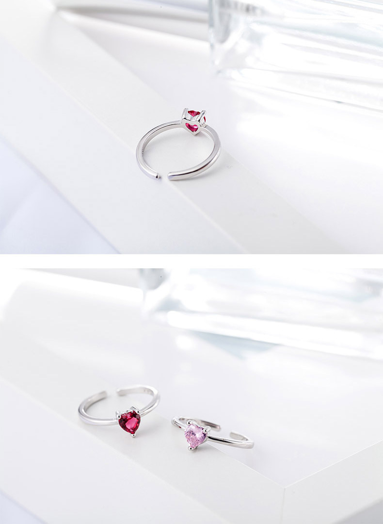 Love ring for women with adjustable mouth, Japanese and Korean simple and elegant temperament, red powder heart-shaped ring, cross-border e-commerce source-1