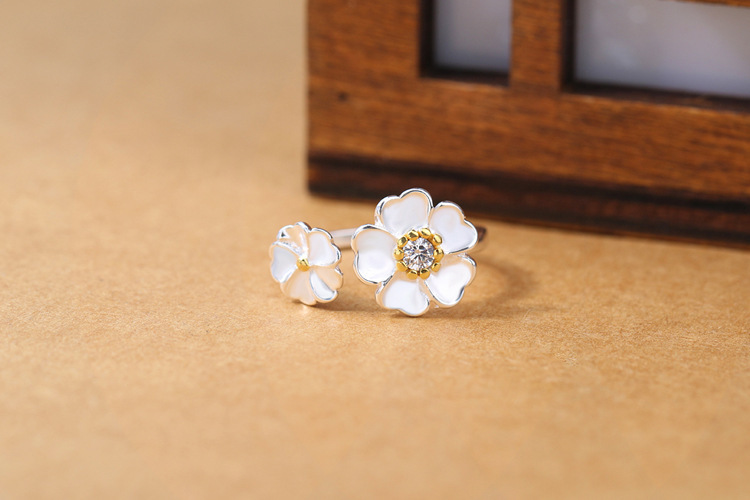 Small flower opening ring INS women\'s temperament personality Forest style fresh and sweet small flower ring factory direct supply-2 Small flower opening ring INS women\'s temperament personality Forest style fresh and sweet small flower ring factory direct supply-2