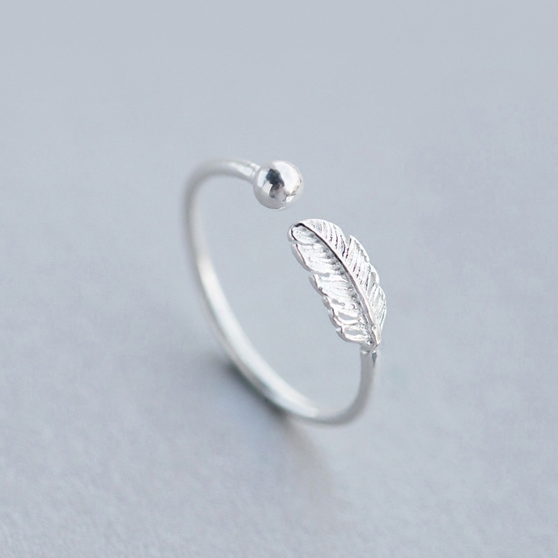 Feather Ring, Female, Japanese, Korean, Personality, Forest Style, Open, Cold Wind, Student, Trendy, Leaf Eating Ring, Wholesale of Goods-1