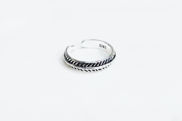 Creative temperament, compact ring accessories, fashionable feather opening ring, forest leaf ring wholesale source-2