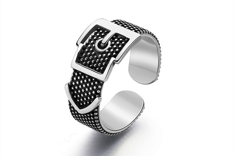 European and American mix and match vintage chain rings Instagram trendsetter personality creative belt buckle opening internet celebrity men and women\'s ring supply-1