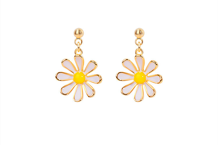 Daisy earrings INS personality temperament ethnic style clear new forest series sweet drip glue flower earrings source wholesale-1