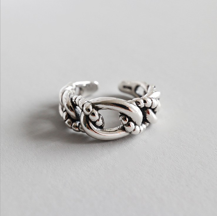 Personalized retro old Fried Dough Twists chain opening ring network popular new Fried Dough Twists rope ring e-commerce wholesale-1