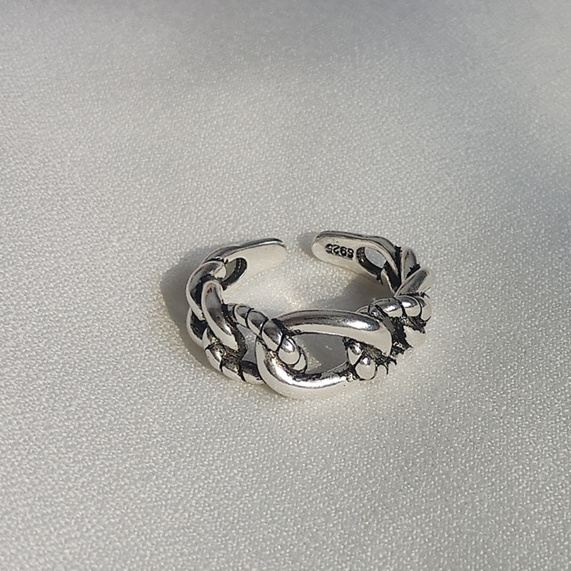 Personalized retro old Fried Dough Twists chain opening ring network popular new Fried Dough Twists rope ring e-commerce wholesale-2