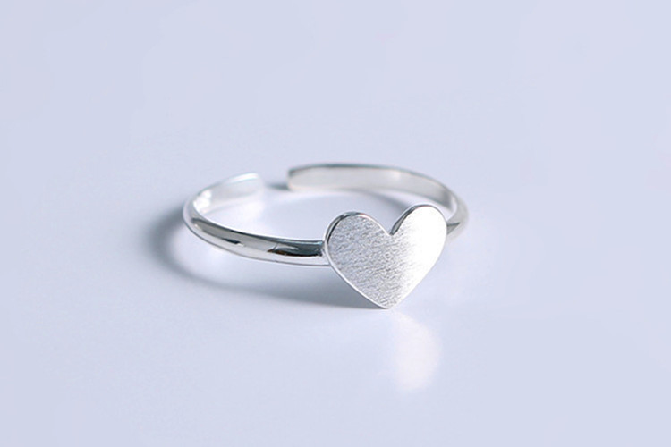 Brushed Love Ring Student Internet Celebrity Simple Fashion Small Fresh Silver Plated Heart shaped Open Ring E-commerce Source-1 Brushed Love Ring Student Internet Celebrity Simple Fashion Small Fresh Silver Plated Heart shaped Open Ring E-commerce Source-1