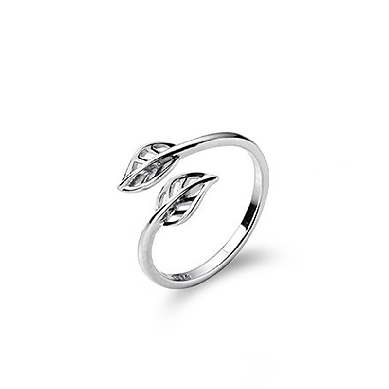 Ring Female Korean Version Small Fresh Hollow Leaf Open Ring Sweet Maple Leaf Single Ring European and American E-commerce Source-1