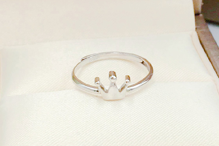 Smooth Crown Ring INS Female Personality Temperament Student Small Fresh Simple Crown Open Ring E-commerce Source-3
