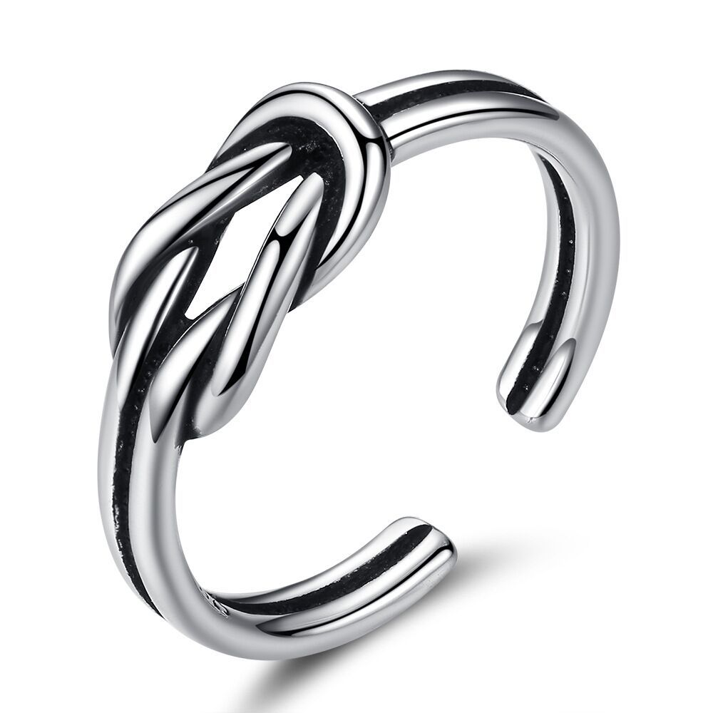 Retro bow opening ring, Japanese and Korean style silver plated personalized cool style, bouncing and knotting ring, foreign trade source-1