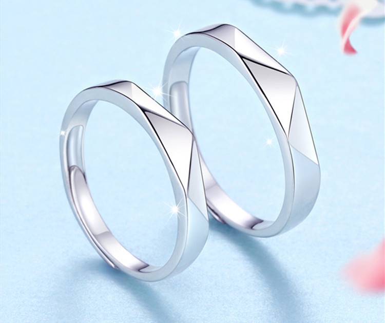 Simple temperament couple ring, a pair of Korean style personalized and versatile diamond shaped open ring, wholesale of foreign trade sources-1 Simple temperament couple ring, a pair of Korean style personalized and versatile diamond shaped open ring, wholesale of foreign trade sources-1