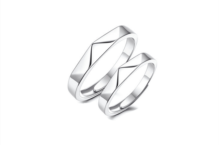 Simple temperament couple ring, a pair of Korean style personalized and versatile diamond shaped open ring, wholesale of foreign trade sources-1 Simple temperament couple ring, a pair of Korean style personalized and versatile diamond shaped open ring, wholesale of foreign trade sources-1