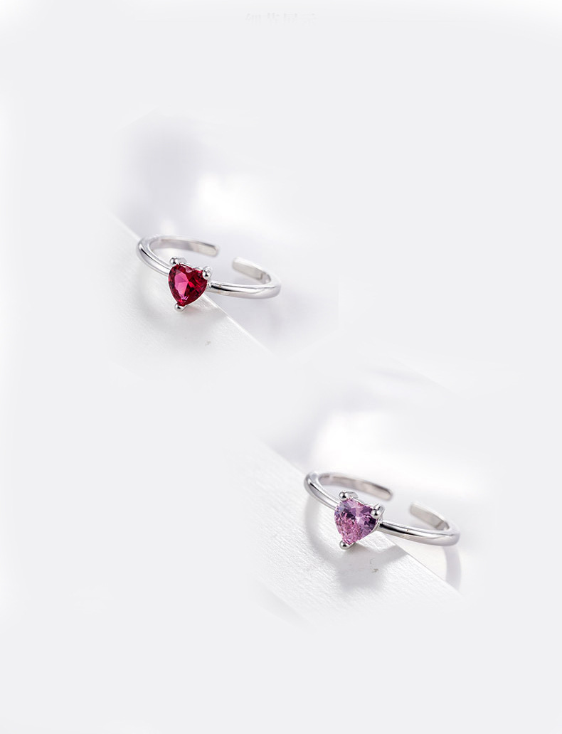 Love ring for women with adjustable mouth, Japanese and Korean simple and elegant temperament, red powder heart-shaped ring, cross-border e-commerce source-1