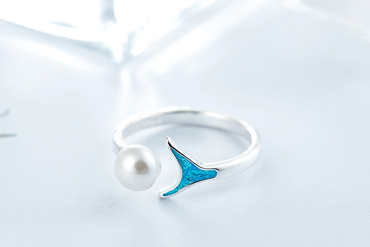 Mermaid foam ring Japan South Korea net red personality blue drop glue fish tail opening adjustable index finger ring source-2 Mermaid foam ring Japan South Korea net red personality blue drop glue fish tail opening adjustable index finger ring source-2