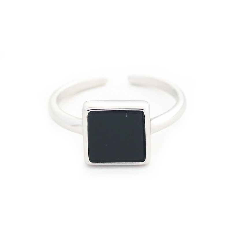 Geometric Square Open Ring, Dropping Glue Square Ring, Black and Elegant Men\'s Ring, Cross border Accessories Supply-1