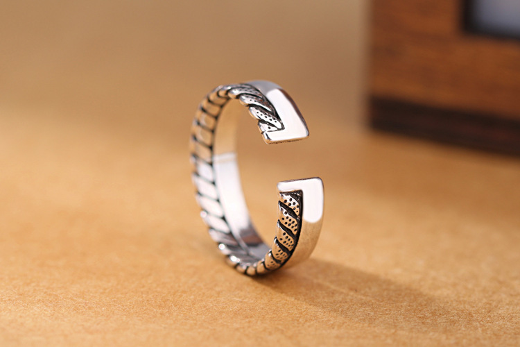 Retro Geometric Ring Female INS Japanese and Korean Creative Personality Temperament Vintage Silver Plated Open Food Ring Manufacturer Direct Supply-2