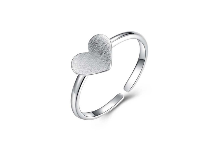 Brushed Love Ring Student Internet Celebrity Simple Fashion Small Fresh Silver Plated Heart shaped Open Ring E-commerce Source-1 Brushed Love Ring Student Internet Celebrity Simple Fashion Small Fresh Silver Plated Heart shaped Open Ring E-commerce Source-1