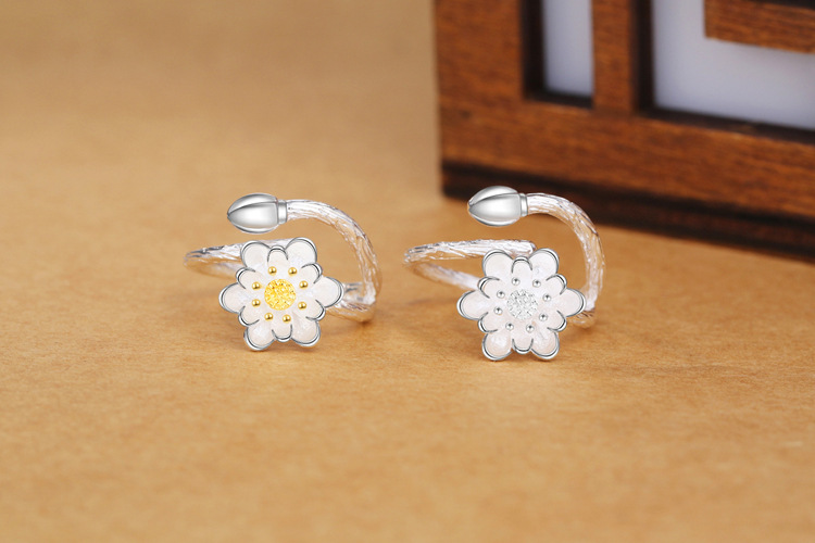 Creative Lotus Ring Korean Edition Personalized Forest Art Fresh Gold Lotus Adjustable Tail Ring Hand Accessories Source-1