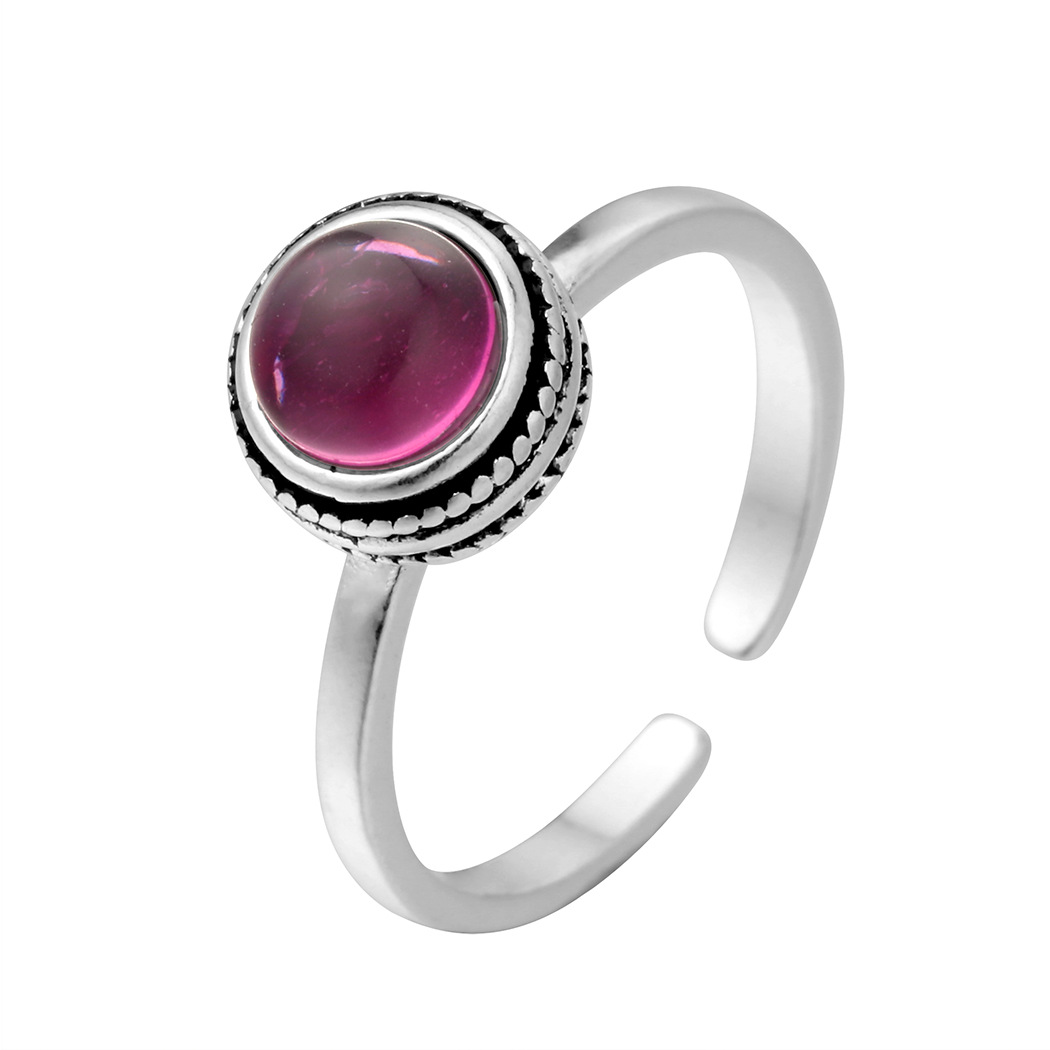 Red zircon ring, Japanese and Korean simple and personalized women\'s temperament circular ring with adjustable opening ring e-commerce source-2