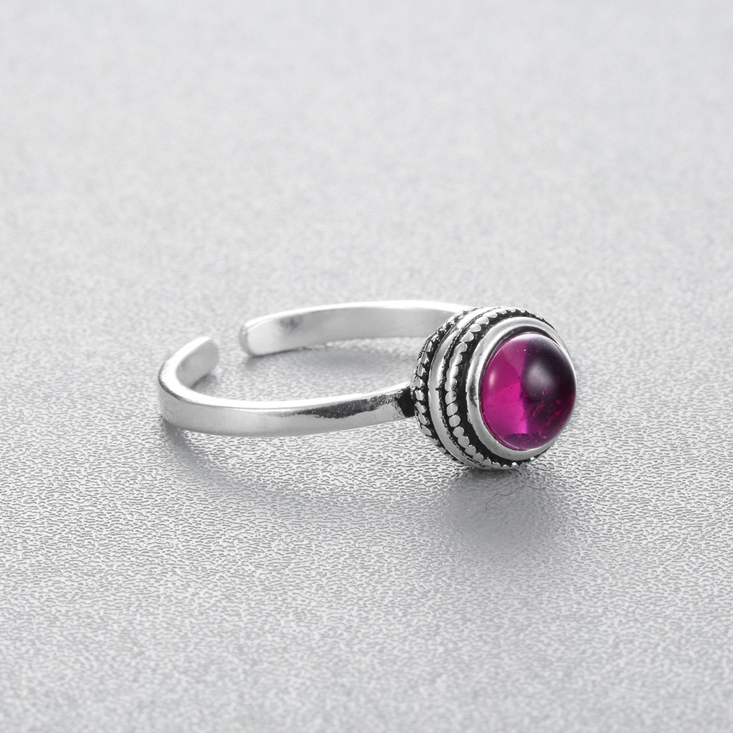 Red zircon ring, Japanese and Korean simple and personalized women\'s temperament circular ring with adjustable opening ring e-commerce source-1