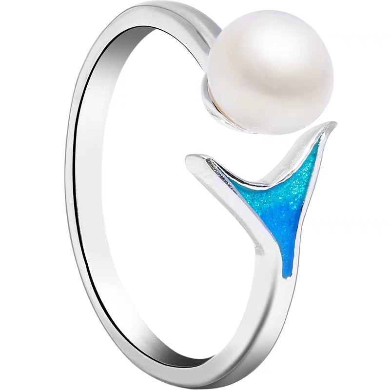 Mermaid foam ring Japan South Korea net red personality blue drop glue fish tail opening adjustable index finger ring source-1 Mermaid foam ring Japan South Korea net red personality blue drop glue fish tail opening adjustable index finger ring source-1