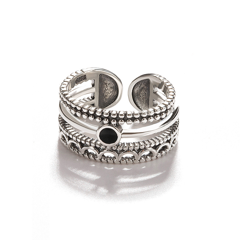 Crown ring, Japanese and Korean internet celebrity, versatile temperament, cool style, creative silver plating, making old waves and waves, line eating ring for women-1