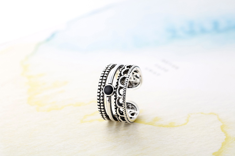 Crown ring, Japanese and Korean internet celebrity, versatile temperament, cool style, creative silver plating, making old waves and waves, line eating ring for women-2