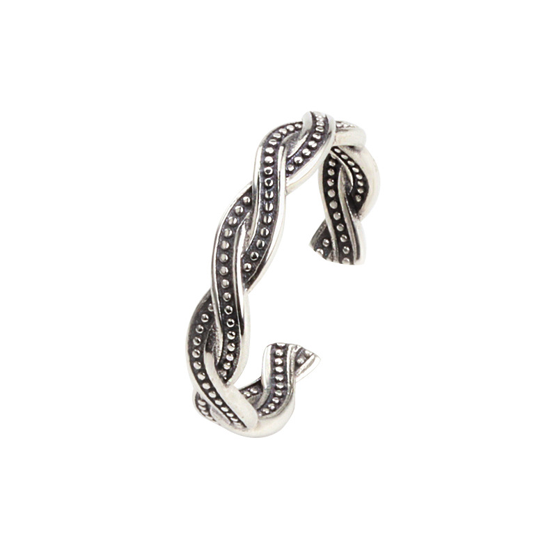 Creative Twisted Thread Finger Ring INS Personalized Temperament Forest Silver Plated Woven Interwoven Ring E-commerce Source-1