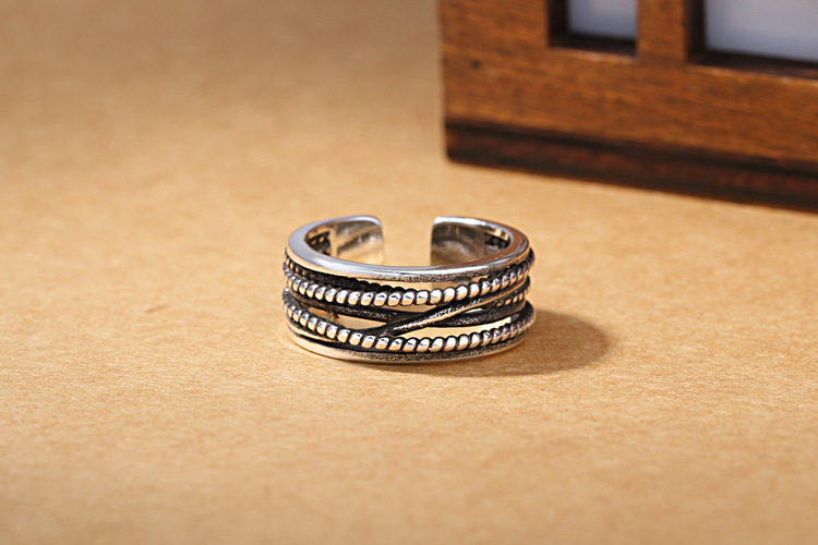 Wide chain Roman ring for men and women, retro, personalized, fashionable, winding, trendy, simple, hip-hop, domineering ring wholesale-3