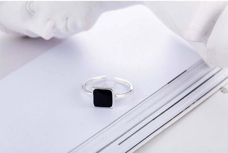 Geometric Square Open Ring, Dropping Glue Square Ring, Black and Elegant Men\'s Ring, Cross border Accessories Supply-2