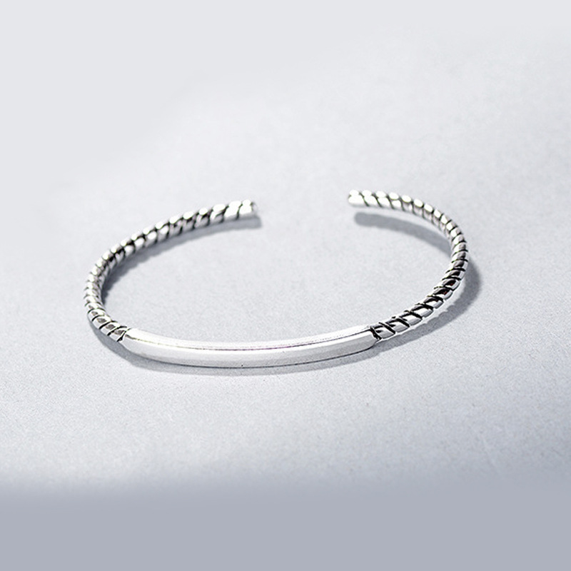 Vintage Letter Open Bracelet Ladies Temperament Silver Plated Creative Personality Sen Used Fried Dough Twists Small Bracelet Source-1
