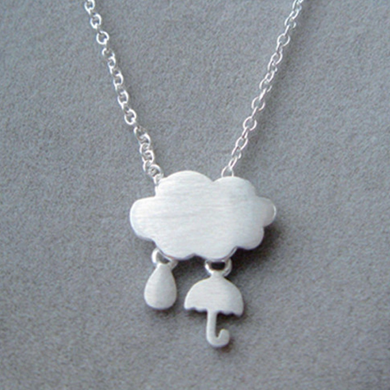 Cloud Umbrella Necklace INS Fashion Forest Style Personalized Student Internet Celebrity Cold Wind Creative Raindrop Cloud Collarbone Chain-2
