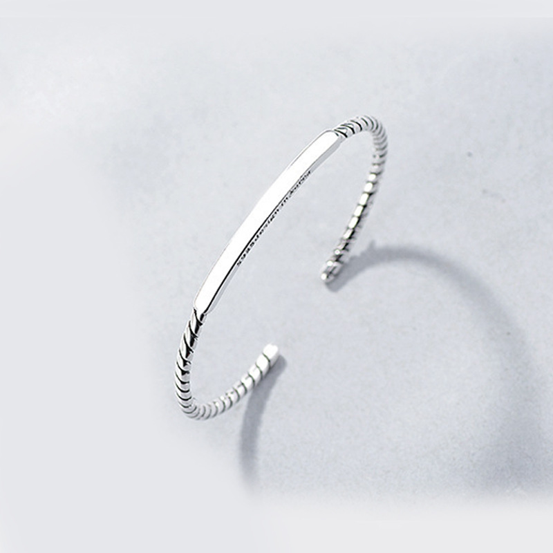 Vintage Letter Open Bracelet Ladies Temperament Silver Plated Creative Personality Sen Used Fried Dough Twists Small Bracelet Source-1
