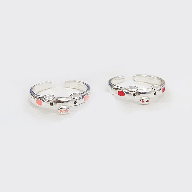 Cute Piggy Ring, Student Personality, Forest Style, Fresh and Cute Pink Dropping Gel Piggy Zodiac Ring, Source-1