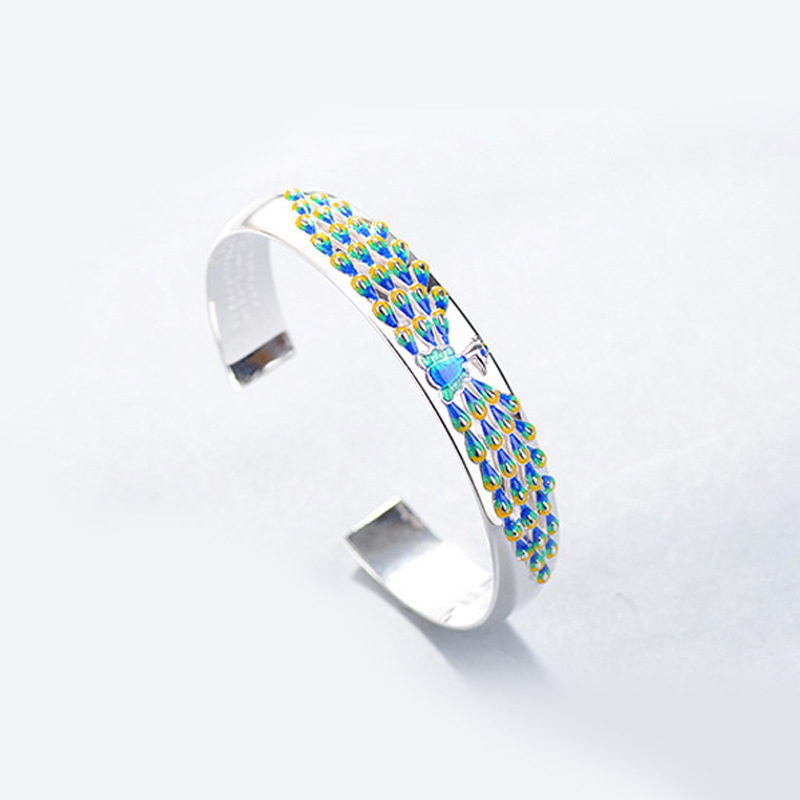 Peacock Bracelet Ins Ethnic Style Charm Women\'s Senxi Jingtai Blue Peacock Pattern Bracelet Gift E-commerce Source-1