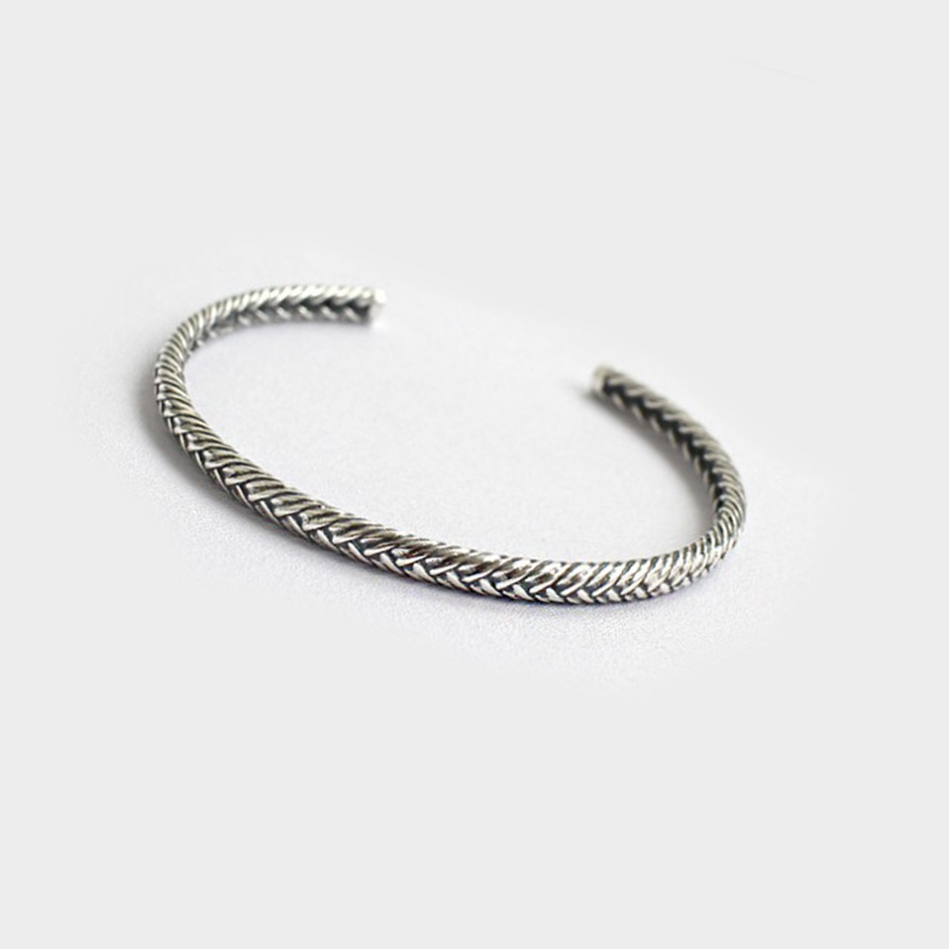 Retro woven pattern bracelet, Korean version, Forest style, fresh and feminine temperament, personalized silver plated and used snake pattern bracelet, source of goods-2