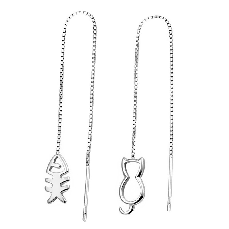 Cat fish tassel ear thread Korean version with temperament, creativity, personality, hollowed out asymmetrical cat fish ear thread wholesale source-1