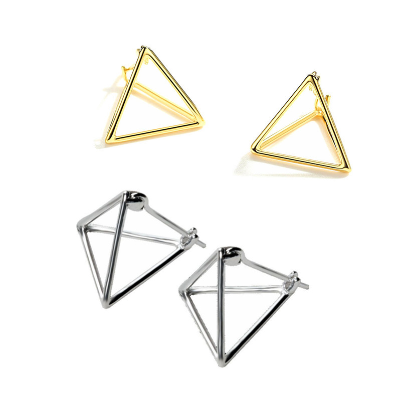 Girl Heart Earrings, European and American Minimalist Geometric Three Dimensional Triangle Personalized Earrings, Earrings, Accessories, Internet Famous New Ins-1