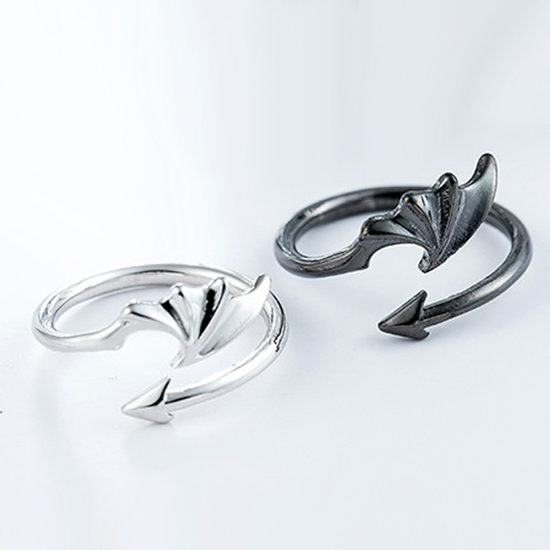 Devil Angel Wings Couple Ring Japanese and Korean Fashion Ins Internet Celebrity Personalized Angel Wings Ring Cross border Supply-1