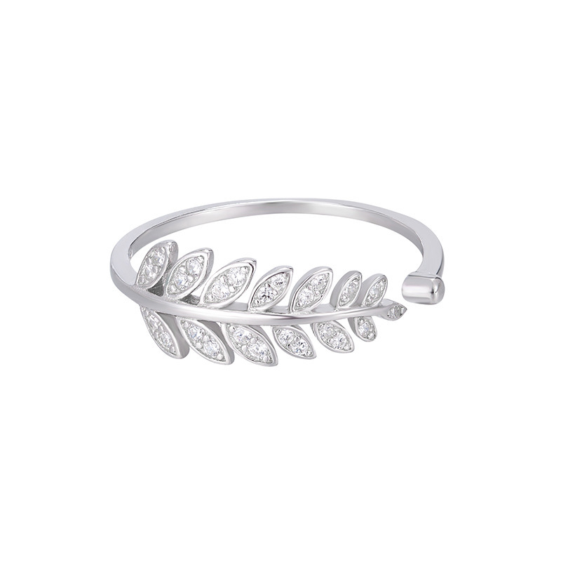 The leaf opening ring is simple, elegant, fresh, trendy, and personalized. The student index finger ring is set with zircon small leaf ring-1 The leaf opening ring is simple, elegant, fresh, trendy, and personalized. The student index finger ring is set with zircon small leaf ring-1
