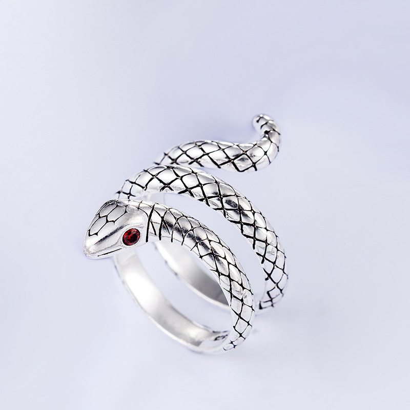 Small Snake Wrapped Ring, European and American INS, Personalized and Versatile, Vintage and Mighty Animal Serpentine Opening Ring, Foreign Trade Source-1