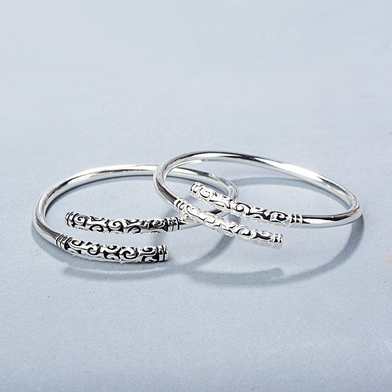 Ruyi Golden Hoop Bracelet Couple Bracelet Men and Women Personalized Plated Thai Silver Retro Talk Westward Journey Tight Hoop Curse Open Bracelet-1