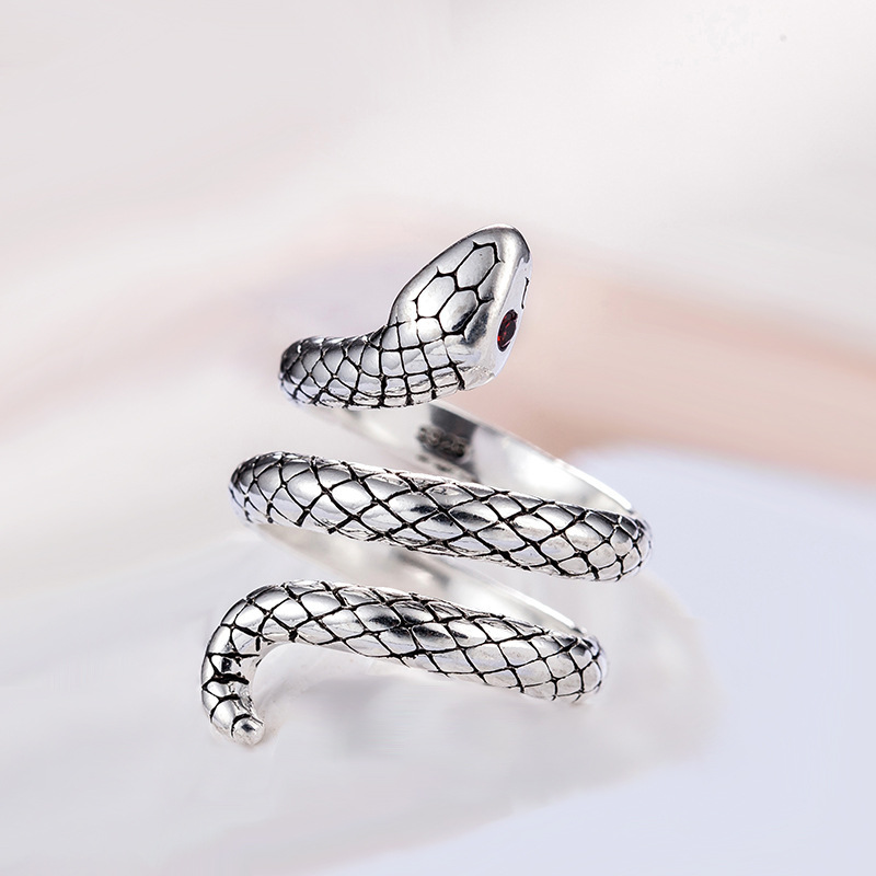 Small Snake Wrapped Ring, European and American INS, Personalized and Versatile, Vintage and Mighty Animal Serpentine Opening Ring, Foreign Trade Source-2