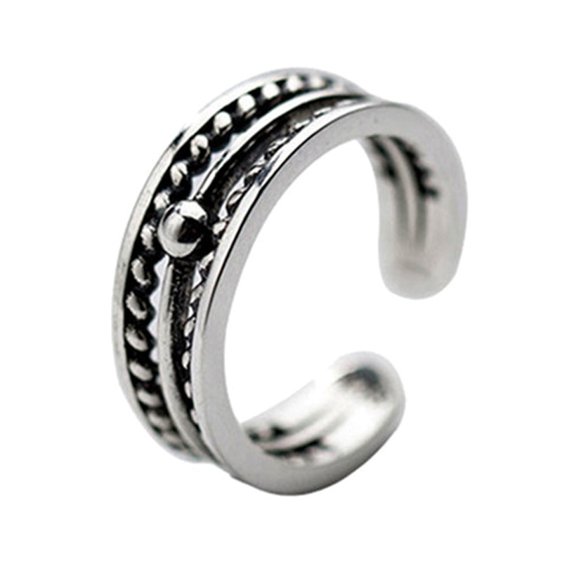 Creative woven ring Japanese and Korean net red temperament personality retro silver plated Fried Dough Twists ring wholesale-1