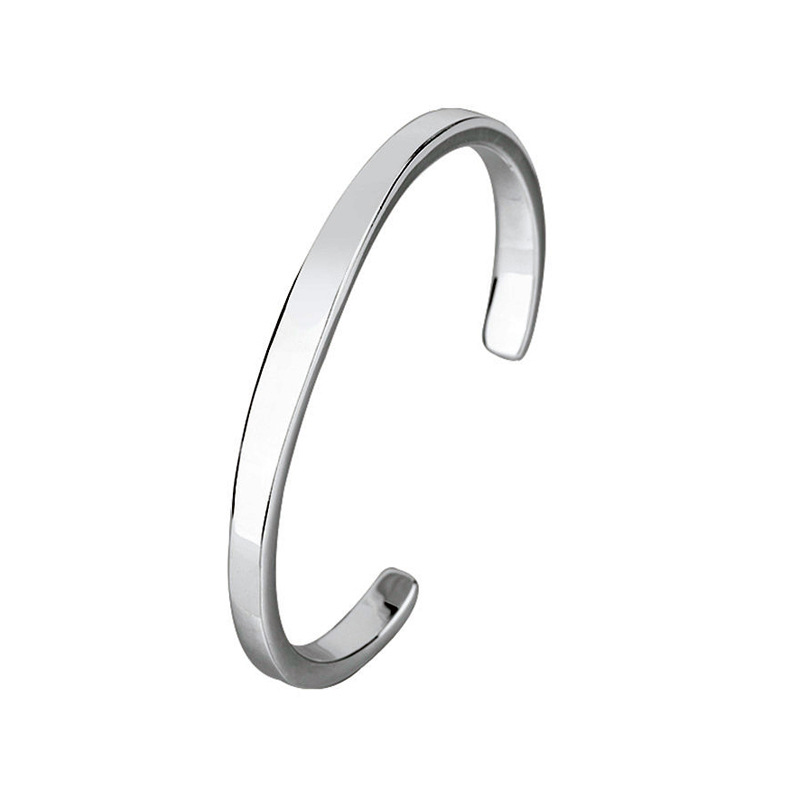 Elegant smooth surface bracelet, trendy and simple style, fashionable and versatile, silver plated smooth surface fine opening bracelet, e-commerce source-1