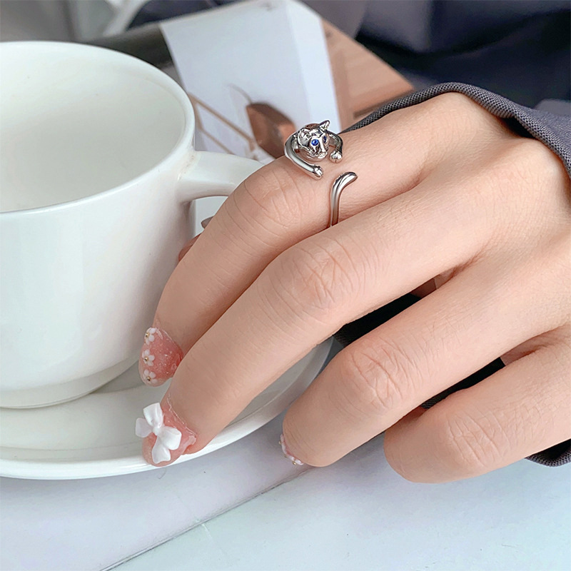 Blue eyed leopard ring with personality, student trend, versatile, forest animal opening, adjustable ring, foreign trade source-1 Blue eyed leopard ring with personality, student trend, versatile, forest animal opening, adjustable ring, foreign trade source-1