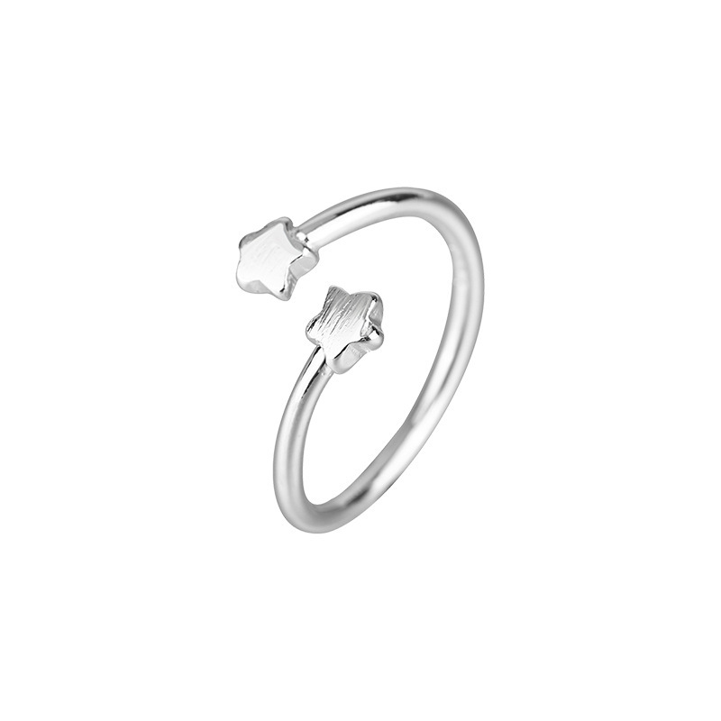 Simplified Star Ring INS Japanese and Korean Internet Celebrity Student Style Silver Plated Versatile Five pointed Star Open Ring E-commerce Supply-1