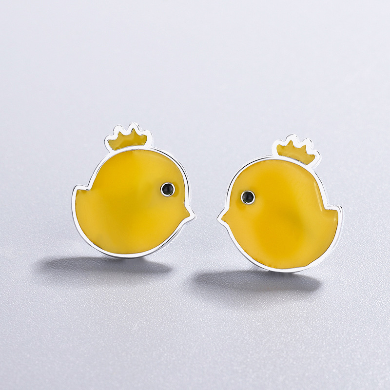 Creative Cartoon Earnail INS Japanese and Korean Personalized Sweet and Cute Pet Yellow Chicken Ear Jewelry Gift E-commerce Source-1