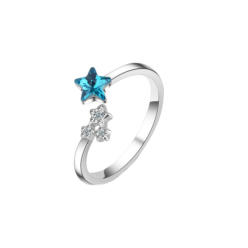 Blue Star Ring INS Fashion Personality Japanese and Korean Fresh Literature Set Zircon Open Finger Ring eBay Source-1 Blue Star Ring INS Fashion Personality Japanese and Korean Fresh Literature Set Zircon Open Finger Ring eBay Source-1